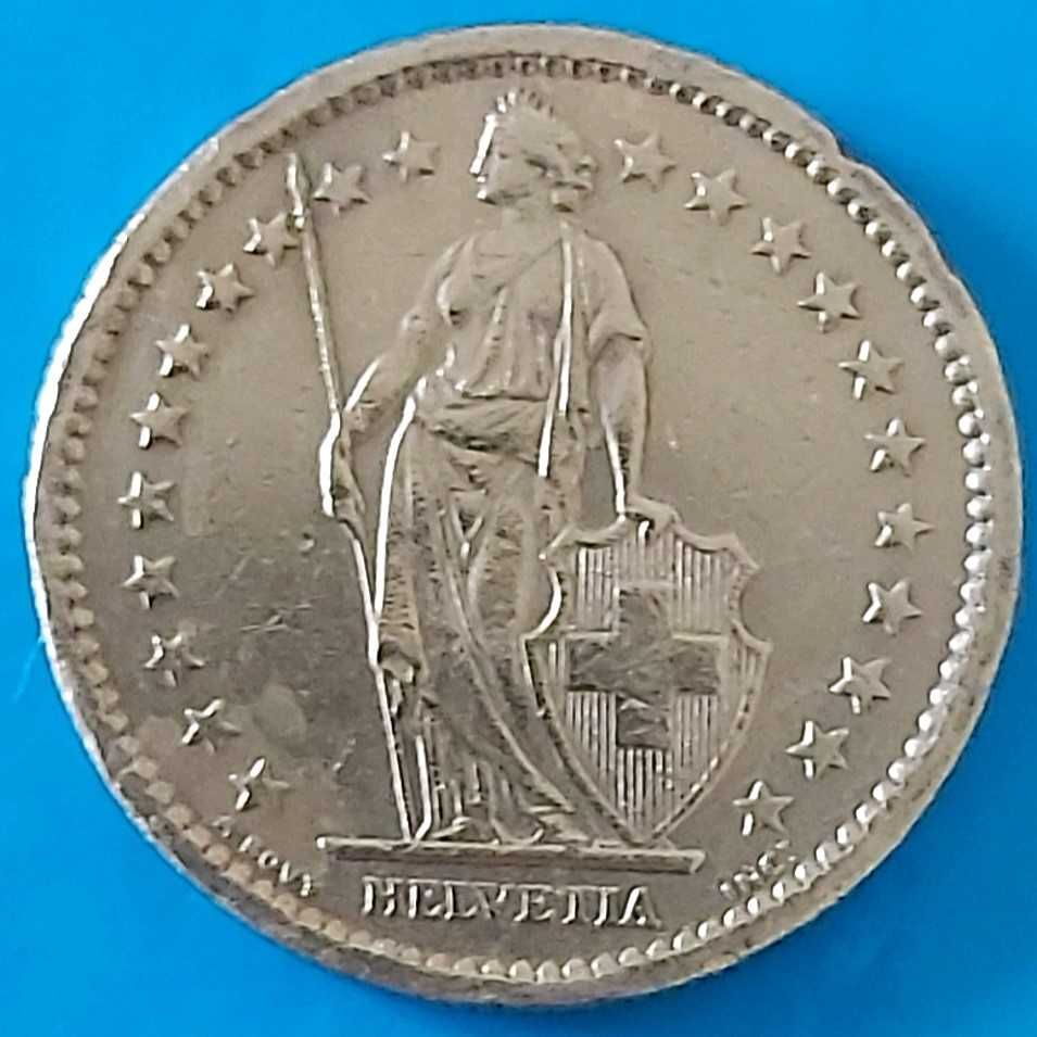 2 Francos de 1974 da Suíça com Reverso invertido