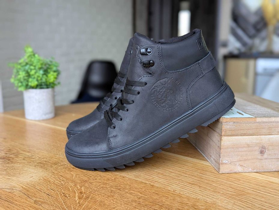 Якісні Чоловічі зимові черевики DIESEL натуральна шкіра Ботинки зимние