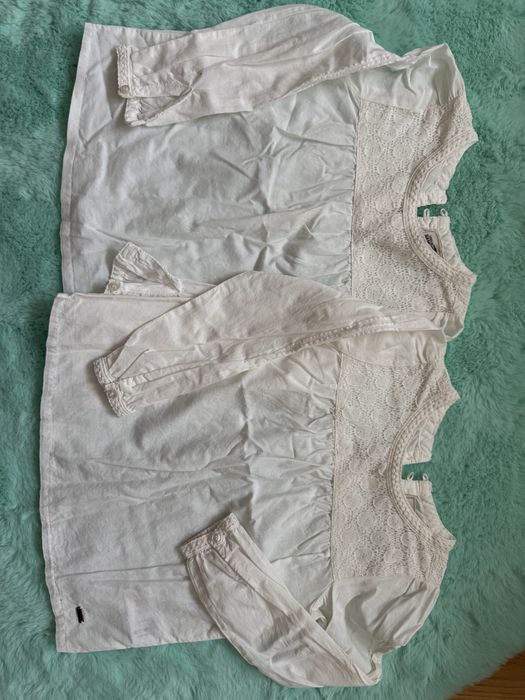 Białe bluzeczki dla bliźniaczek r.110