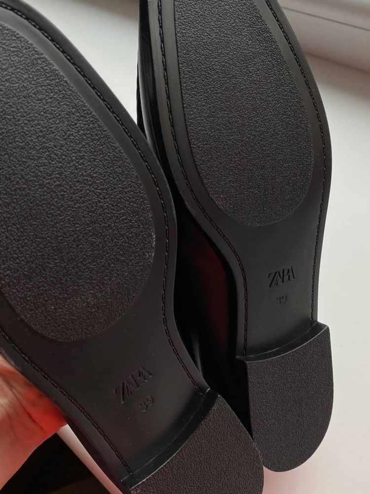 Zara кожаные лоферы 37, zara шкіряні лофери 37