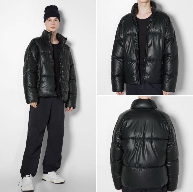 Куртка Bershka Puffer Jacket пуховик экокожа (M)