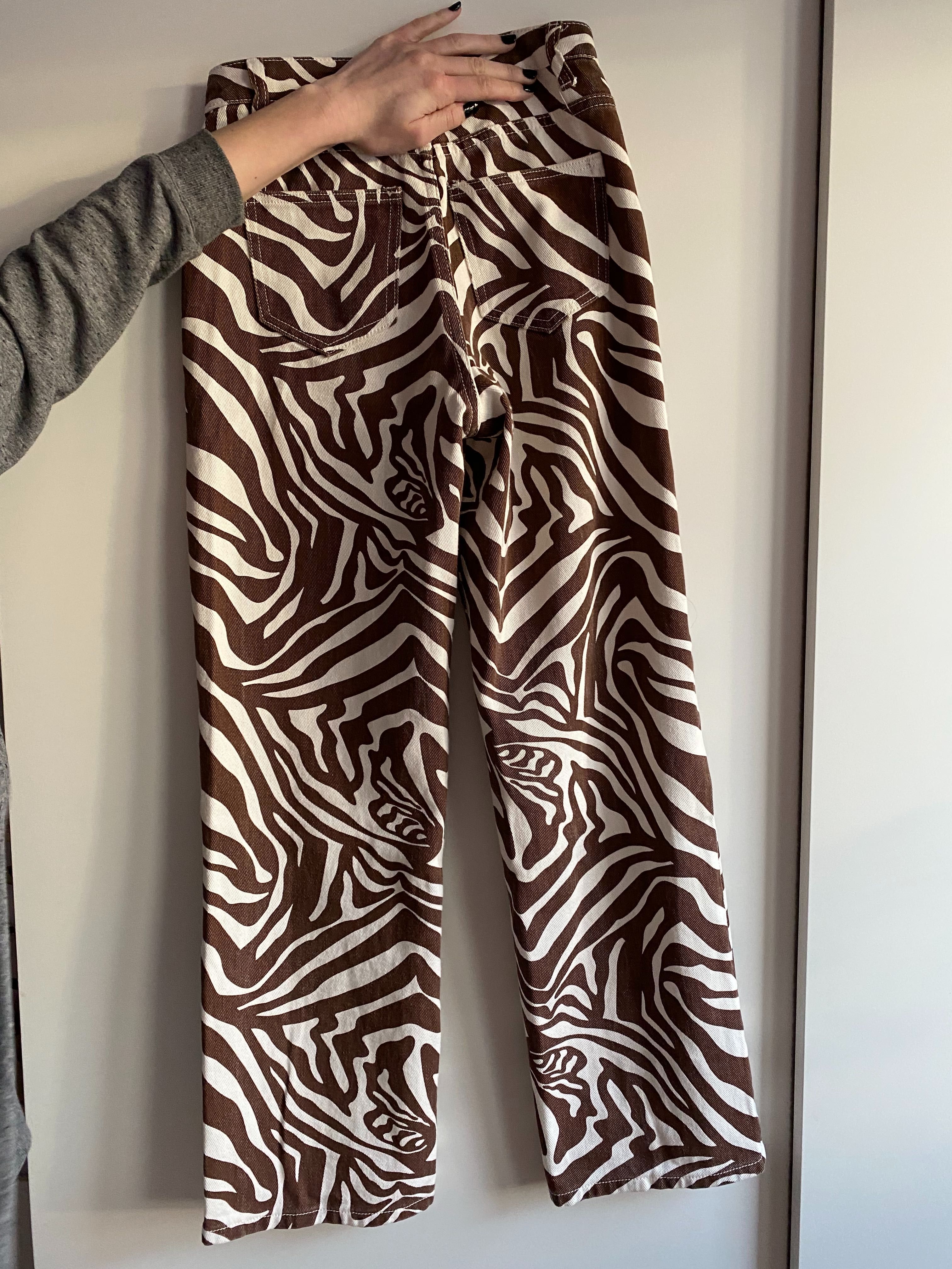 Spodnie Zebra Brązowe Shein