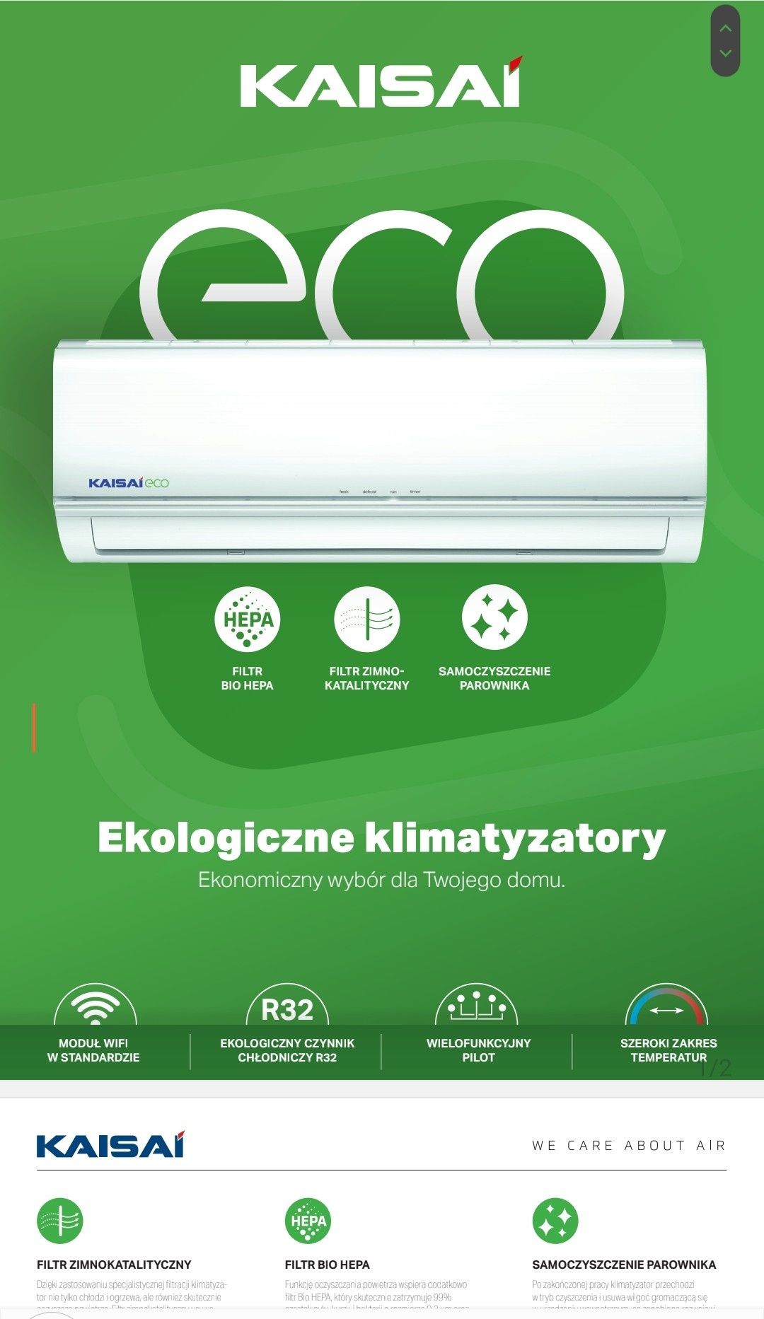 Klimatyzacja kaisai fly eco 2,6kw wifi