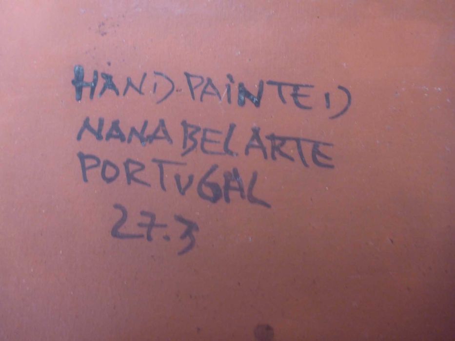Travessa com asas barro vitrificado pintado á mão tons verdes VINTAGE