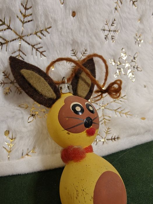 Bombka choinkowa Zajączek szkło PRL