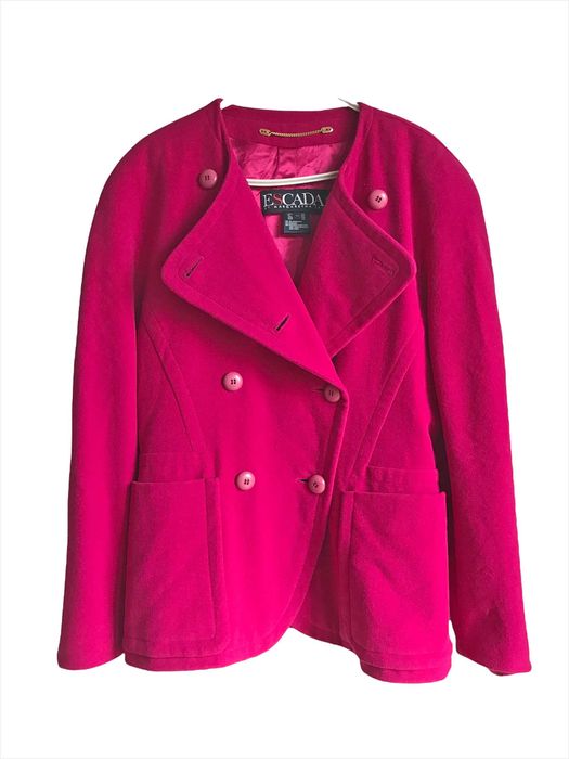 Żakiet Escada by Margaretha Ley płaszcz wełna cashgora fuksja M L vtg