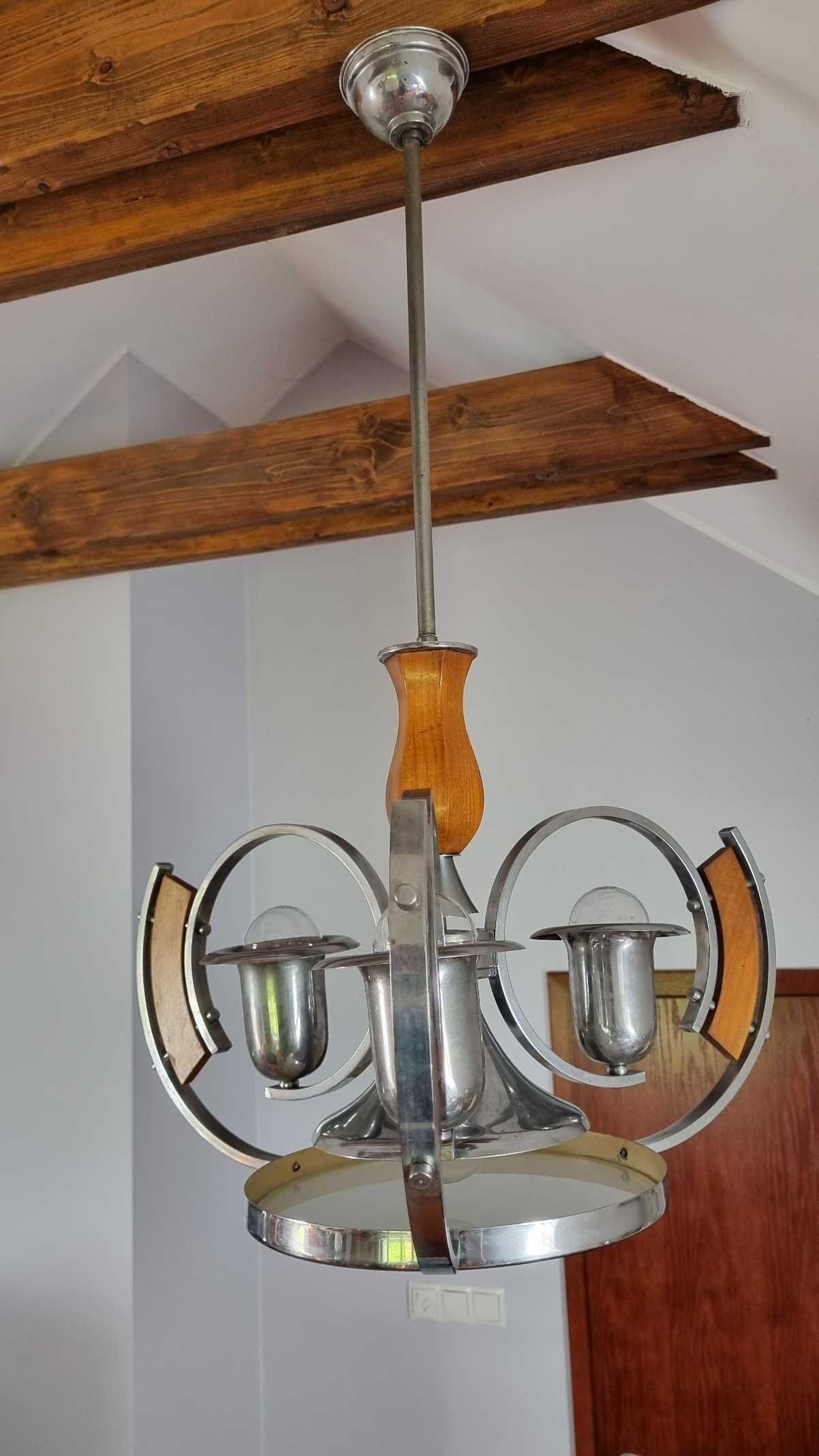 Żyrandol Lampa Bauhaus rasowe Art Deco Czechosłowacja lata 30 design