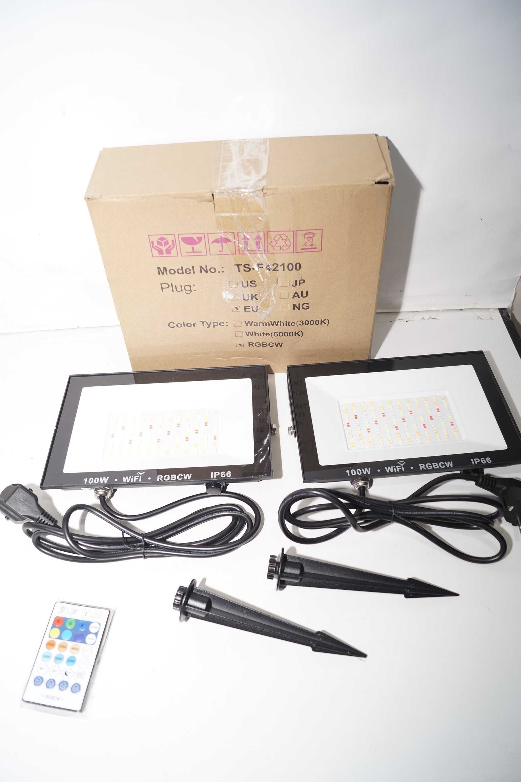 Reflektor zewnętrzny LED RGBCW Smart 100w zestaw 2lamp pilot TS-F42100