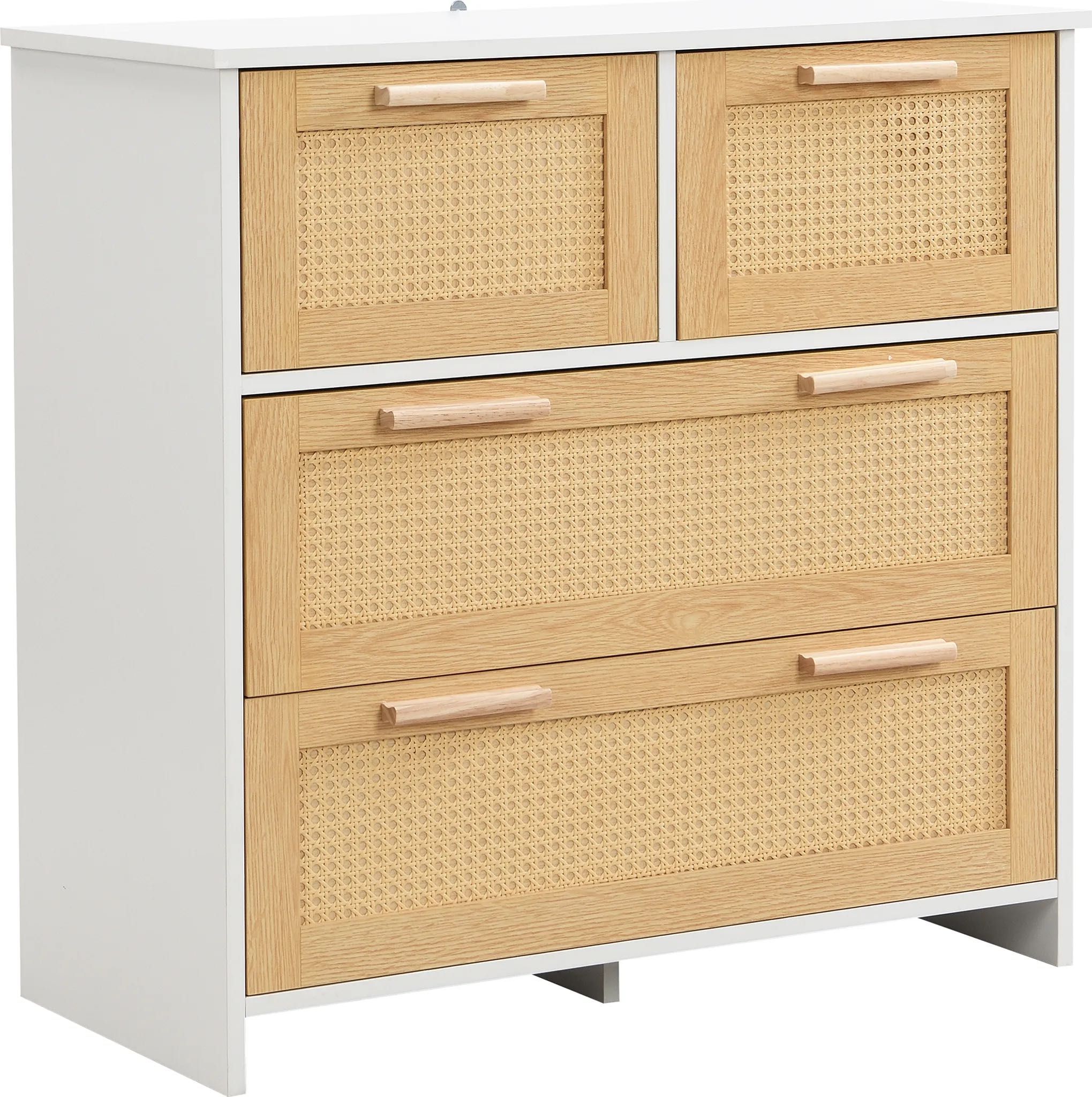 Komoda rattan boho biała