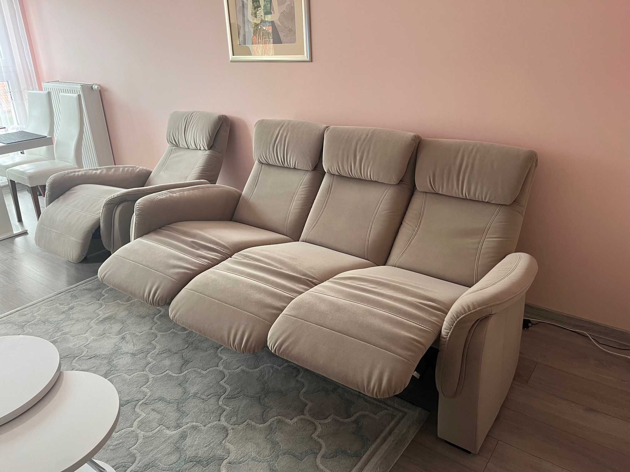 Sofa trzy osobowa rozkładana + fotel rozkładany