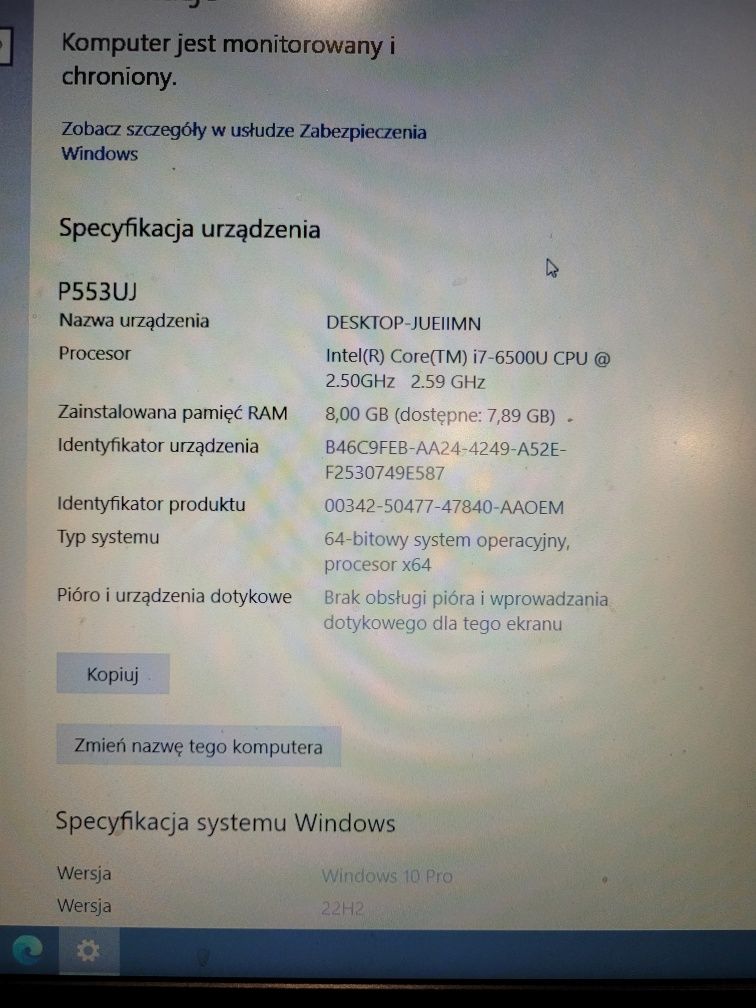 Laptop Asus Pro 2530U 15,6" Win10 Intel i7 NVIDIA 920M 512 GB SSD 8 GB