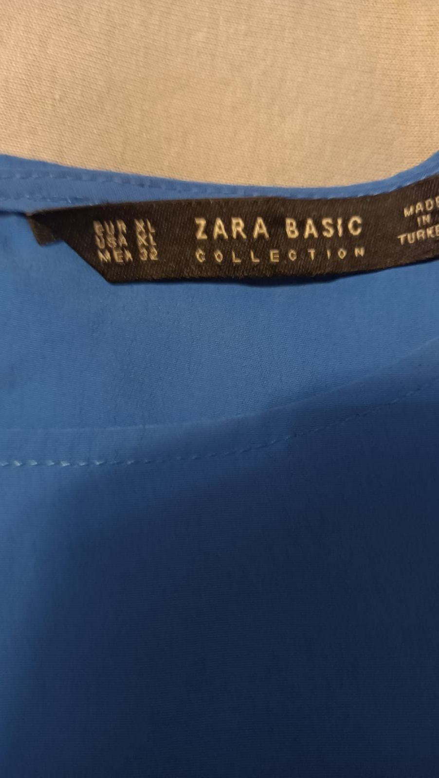 Bluzka damska niebieska rękawy falbana Zara XL