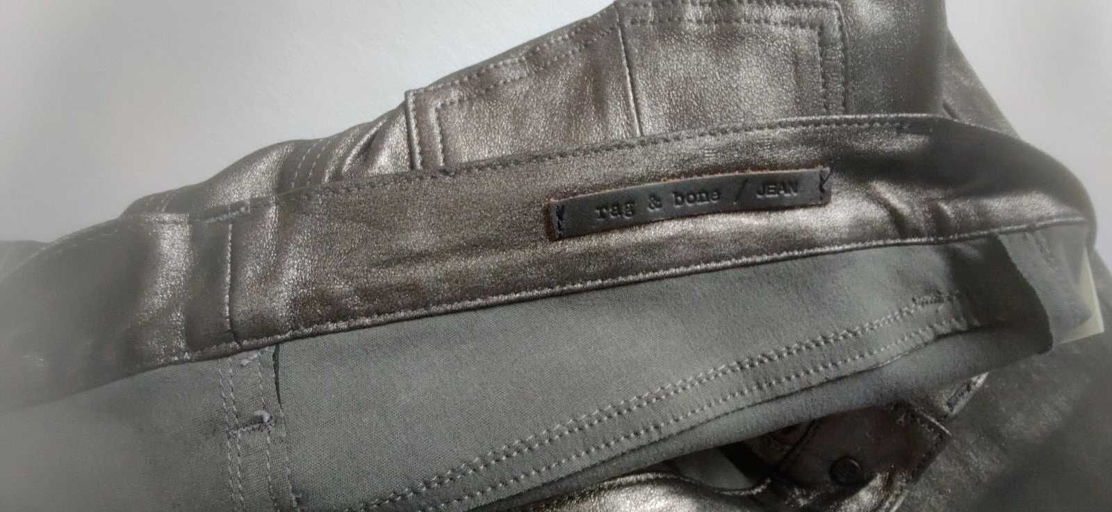 Rag & Bone Новые 100% натуральная Кожа Кожаные Брюки $1100 26 металлик
