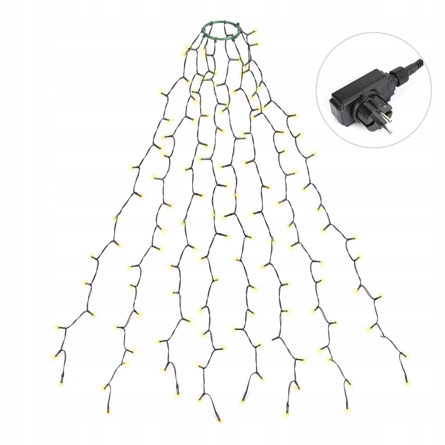 Lampki choinkowe z pierścieniem 2m 8 pasm 280 diod LED Warm White
