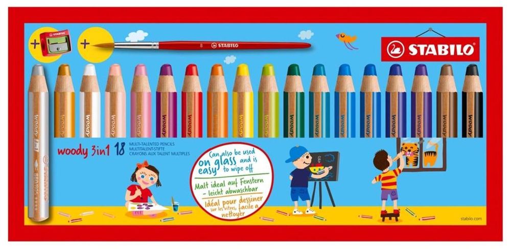 Kredki Woody 3w1/18 kol + temperówka STABILO Stabilo blister,