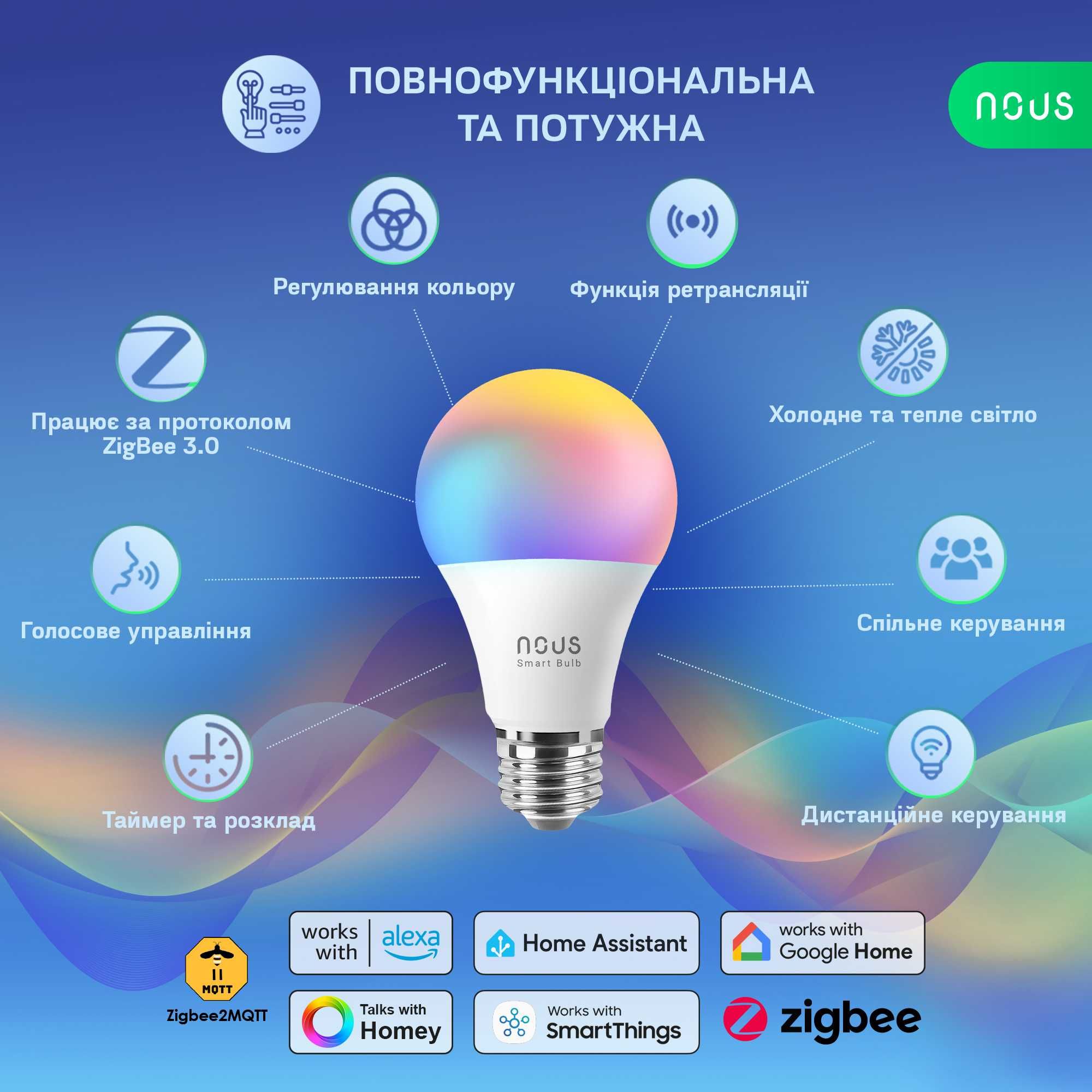 Розумна лампочка NOUS P3Z Smart ZigBee Bulb RGB E27 (4 шт)