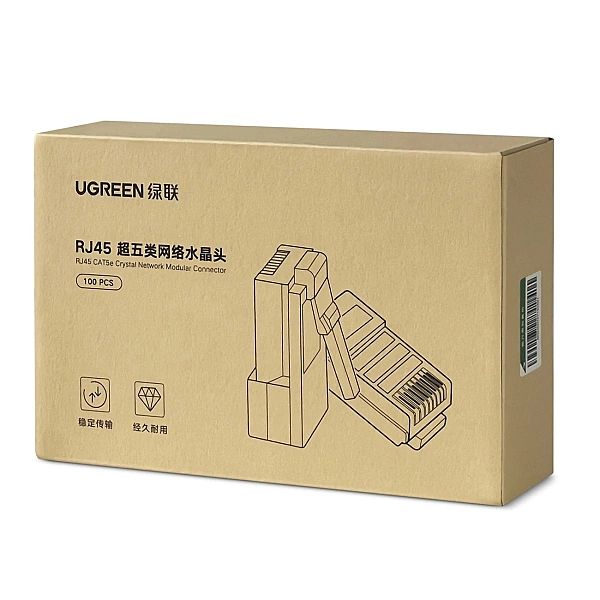 Ugreen 100x wtyk końcówka RJ45/8P8C (UTP Cat. 5 / Cat. 5e) przezroczys