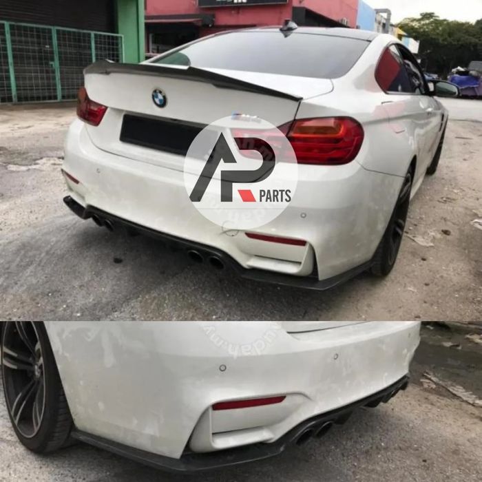 BMW F80 F82 F83 M3 M4 Difusor Laminas Traz Mperformance Preto brilhant