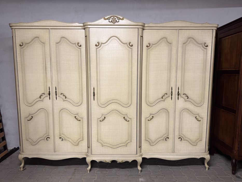 Sypialnia ludwikowska szafa łóżko toaletka meble do sypialni ecru