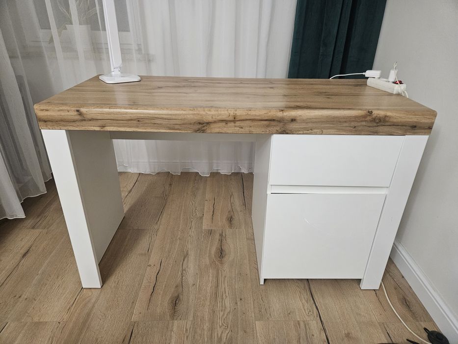 Biurko biały z drewnem Holten