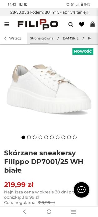 Buty Sneakersy Filippo 39 (24,8cm) białe