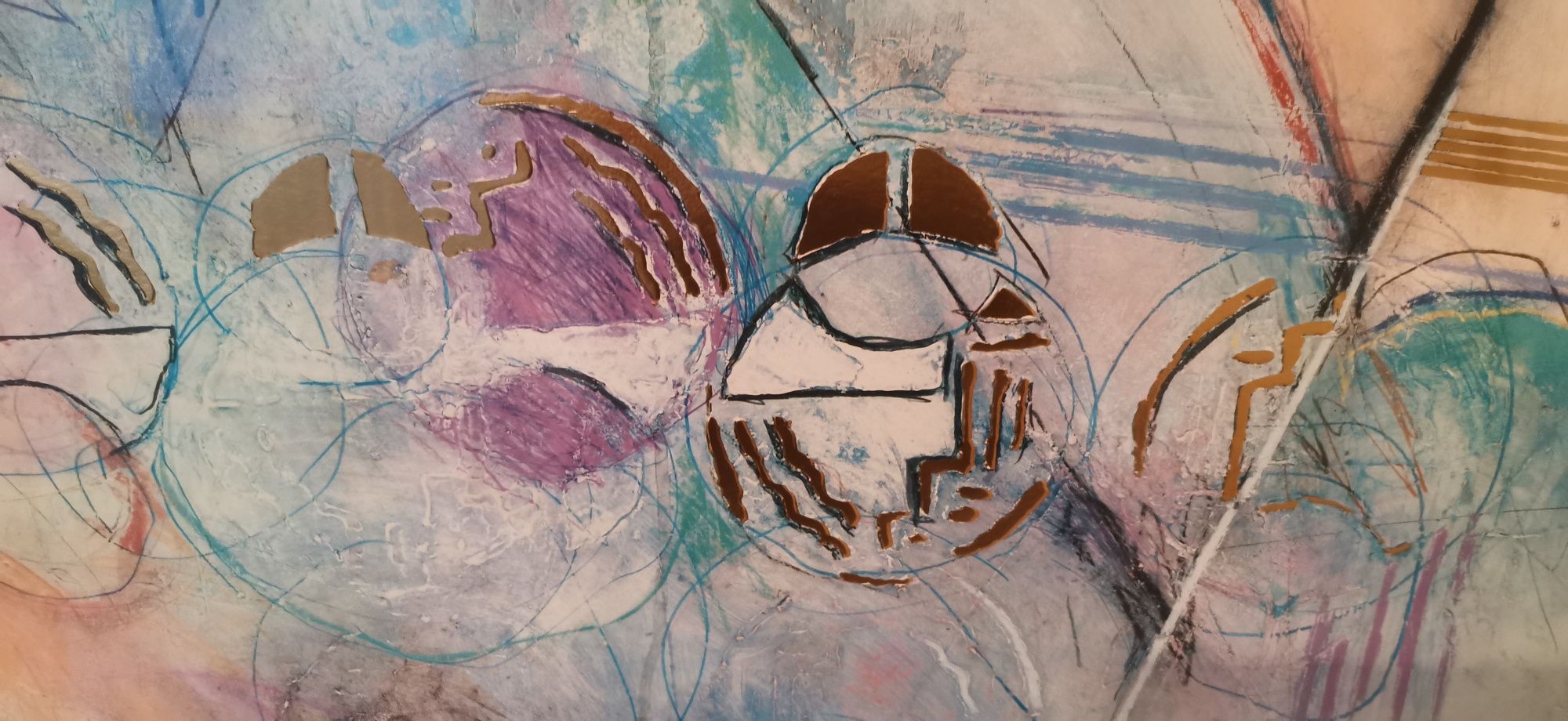 Quadro abstrato moldura cerejeira