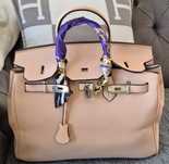 Duża torebka 35 cm Hermes pudrowy róż apaszka glamour eko skóra zara