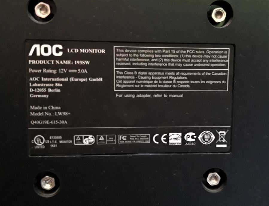 ЖК Монитор AOC 193SW 19"
