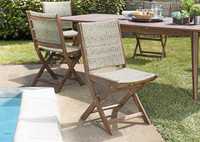 Kpl. 2 składanych krzeseł z drewna akacjowego i syntetycznej wikliny