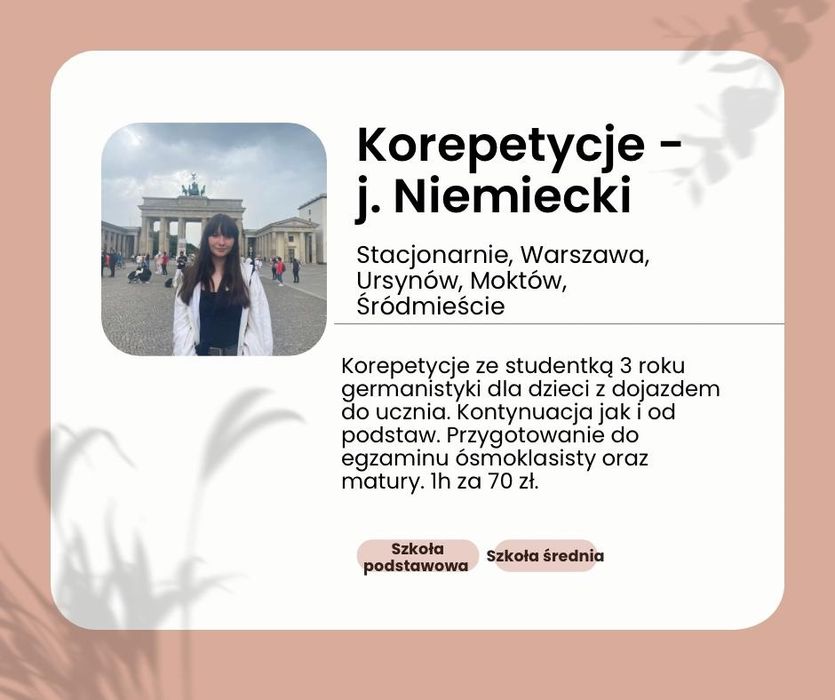 Niemiecki korepetycje z dojazdem do Ucznia