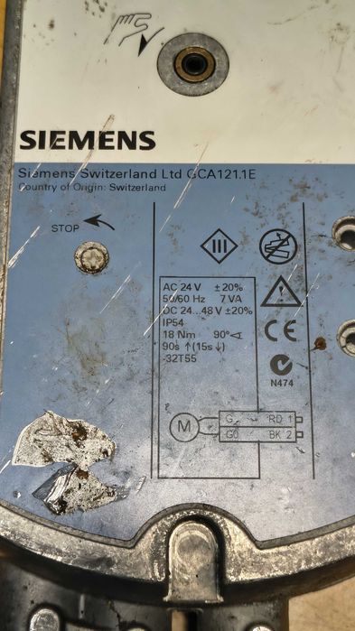 Siłownik do przepustnic powietrza GCA121.1E Siemens