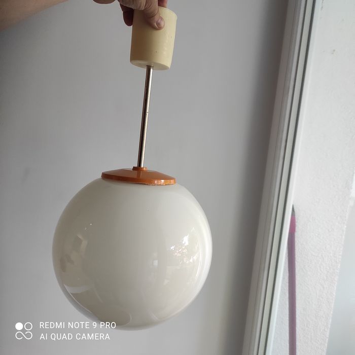 Żyrandol lampa szklana kula Zaos Polam Wilkasy lata  70 PRL