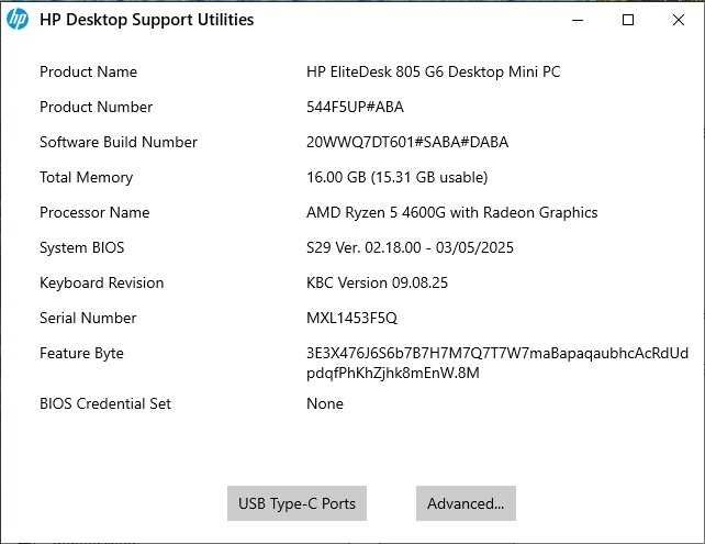 HP Elitedesk 805 g6 AMD Ryzen 5 4600G 16Gb ddr4 WiFi bt . без ssd