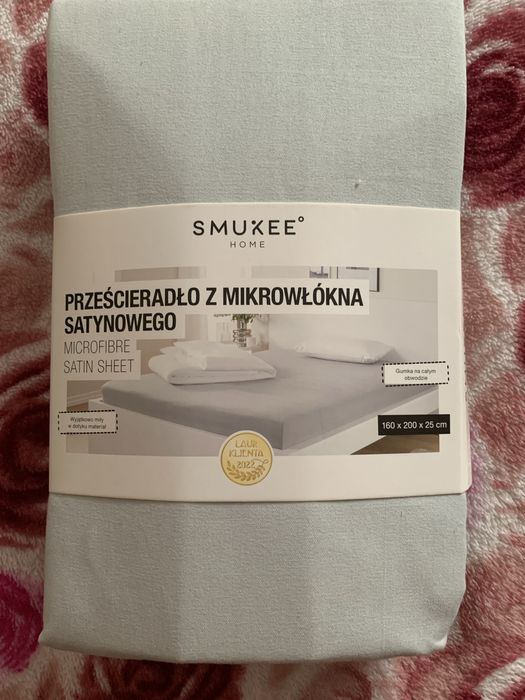 Prześcieradło satynowe z gumką, nowe z metką