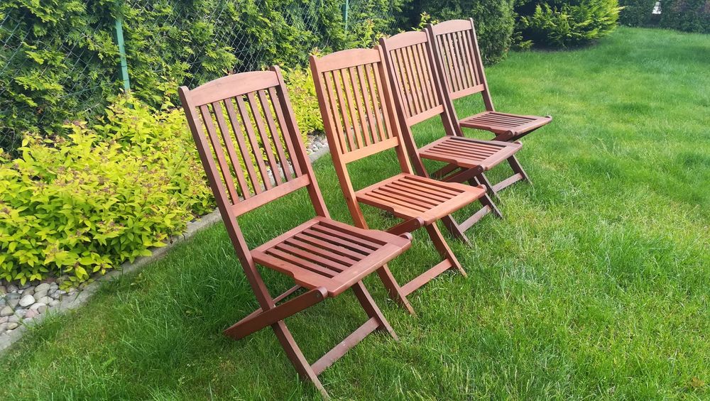 Krzesła ogrodowe z drewna tekowego komplet