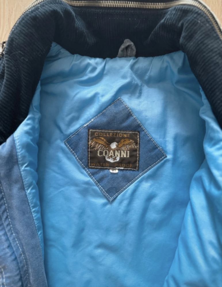 Kurtka włoska meska wodoodporna pilotka jeansowa vintage r. XL