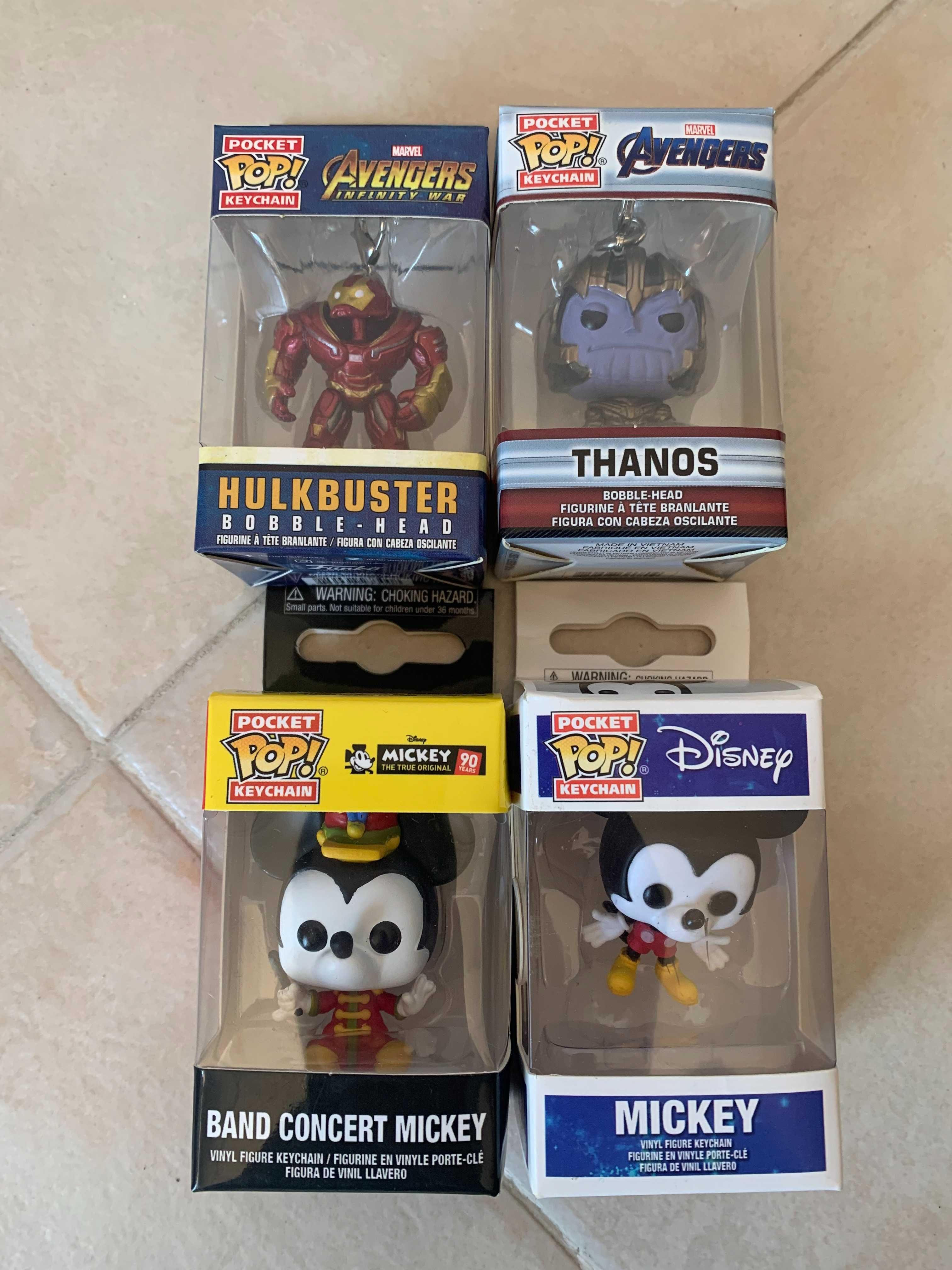 Funko Pop Keychain - Marvel e Mickey (novos)