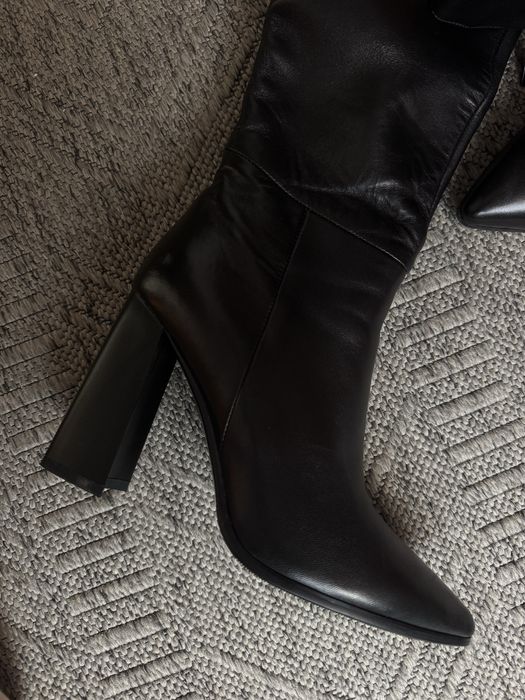 Чоботи, ботфорти, Estro, 37 р., натуральна шкіра, чорні