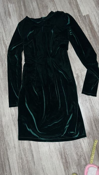 Zielona welurowa Sukienka  Świąteczna dziewczynka 152-158