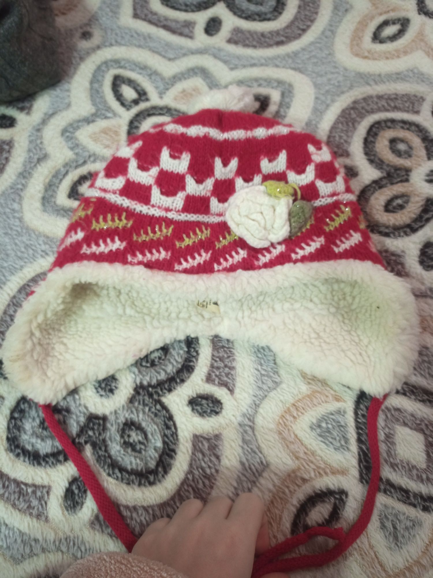 Зимняя шапка на девочку окружность 50 см