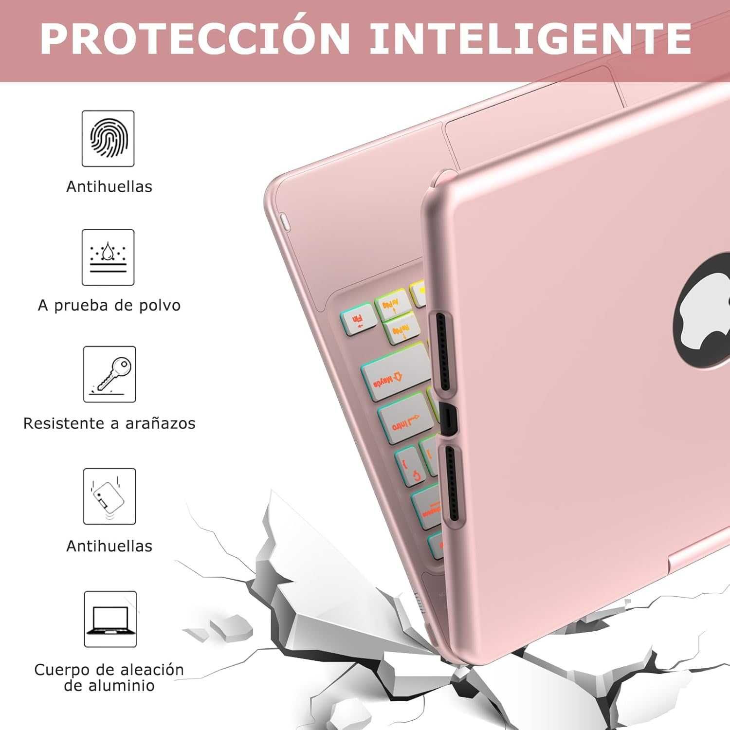 Twarde etui z klapką + klawiatura iPada 10,2" generacja 9/8/7 Różowe