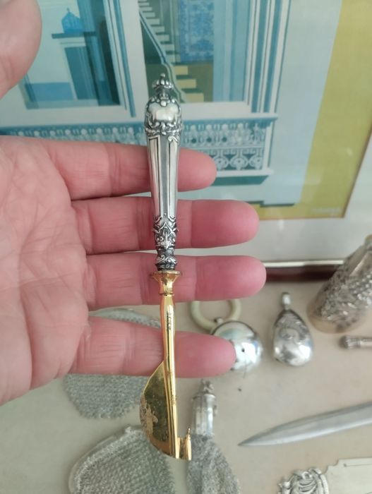 Utensílio antigo em prata Javali - Peça centenária