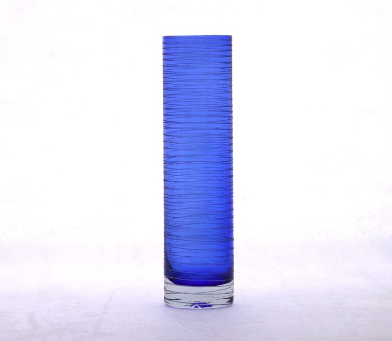 Wazon szklany niebieski kobaltowy z "nasypem cukrowym" wys 24,5cm