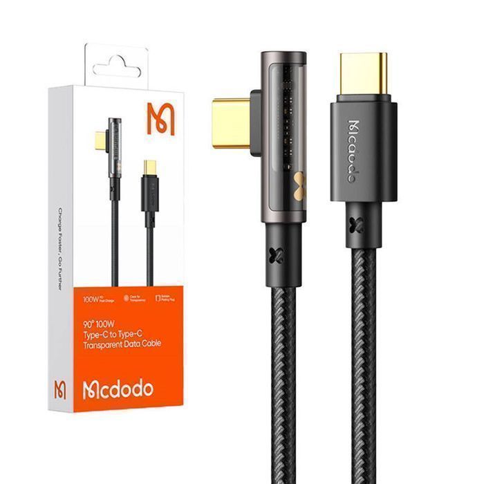 Kabel Kątowy Prism Usb-C Do Usb-C Mcdodo Ca-3401, 100W, 1.8M (Czarny)