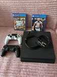 PlayStation 4 Slim 1TB + 2 pady + 2 gry (GTA V, UFC 3)