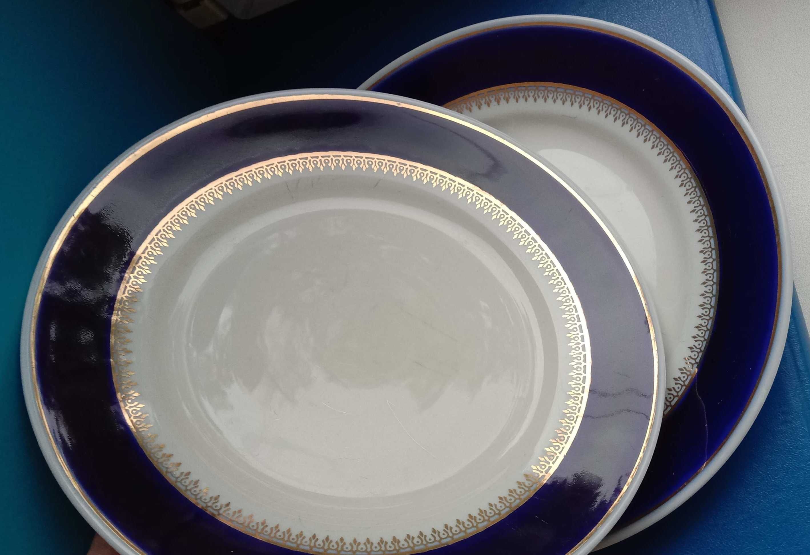 Красивые тарелки кобальтовые с позолотой. 2 шт. «Пролетарий». 1960-е.