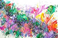 Интерьерная дизайнерская картина "Брызги летних красок", акрил, холст