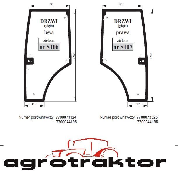 Szyba drzwi Claas Renault ARES, AXION, ATLES, ARION