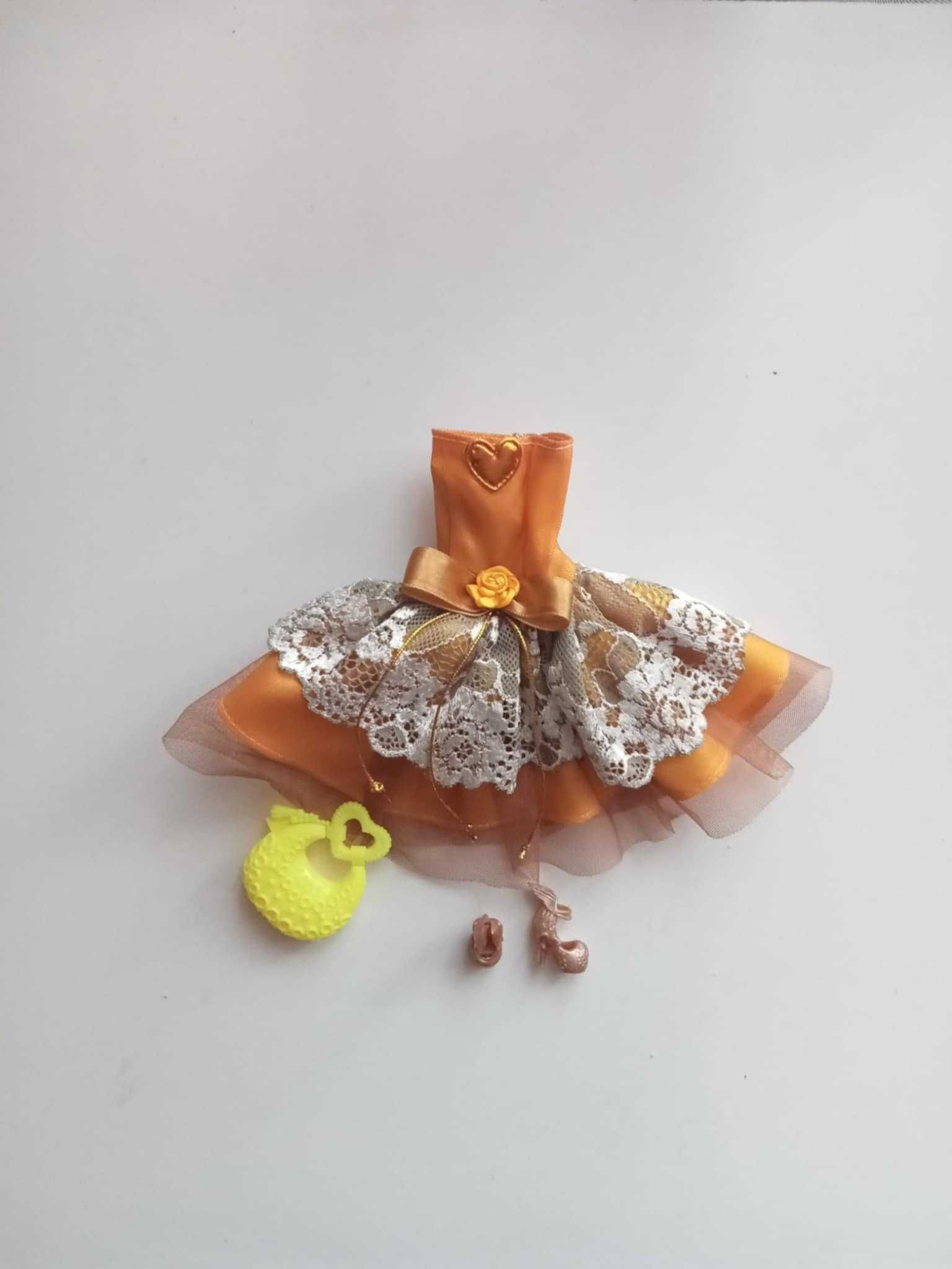 ubranka dla lalki barbie sukienka krótka balowa torebka buty