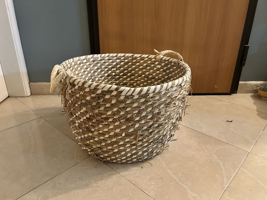 Conjunto de Cestas Decorativas em Palha Natural
